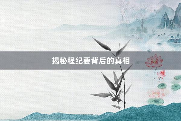 揭秘程纪要背后的真相